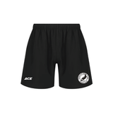 Black shorts with ACE logo on a white background