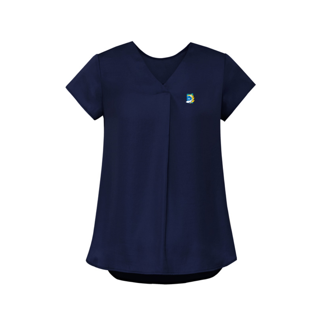 COPL Womens Kayla V-Neck Pleat Blouse