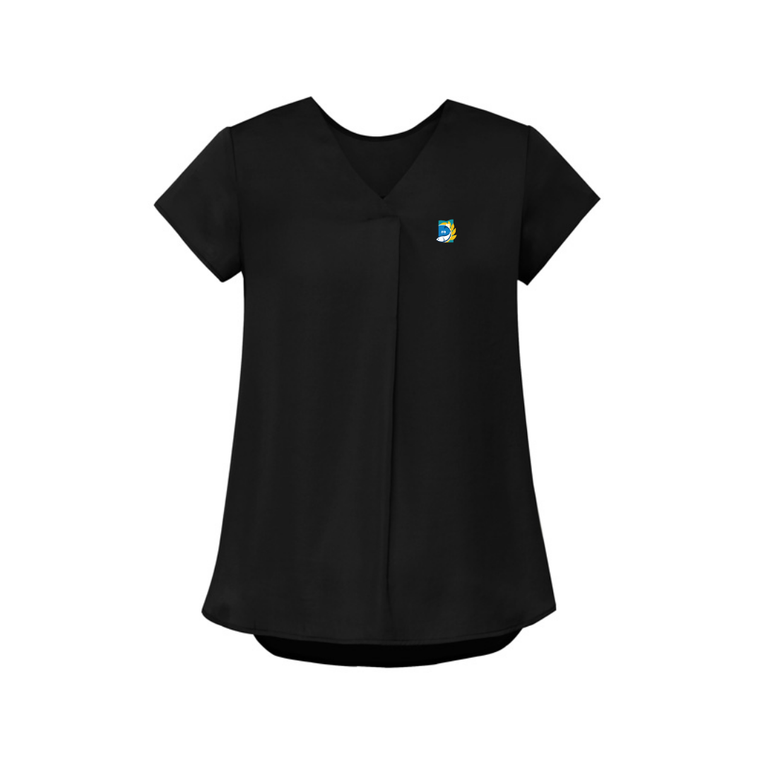 COPL Womens Kayla V-Neck Pleat Blouse