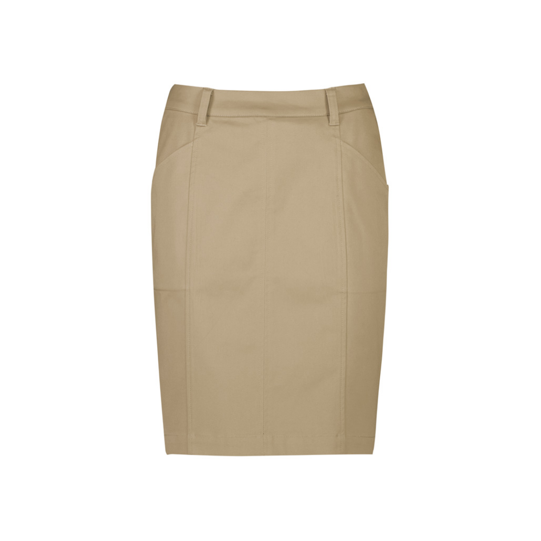 COPL Womens Mid Waist Stretch Chino Skirt